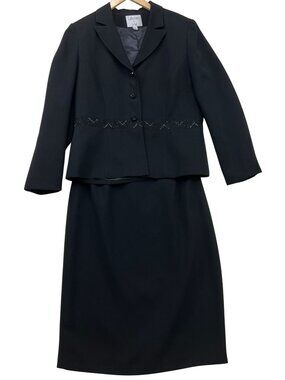 Collections For Le Suit Womens 2 Pc Skirt Suit Set Beaded Peplum Blazer 12 Black